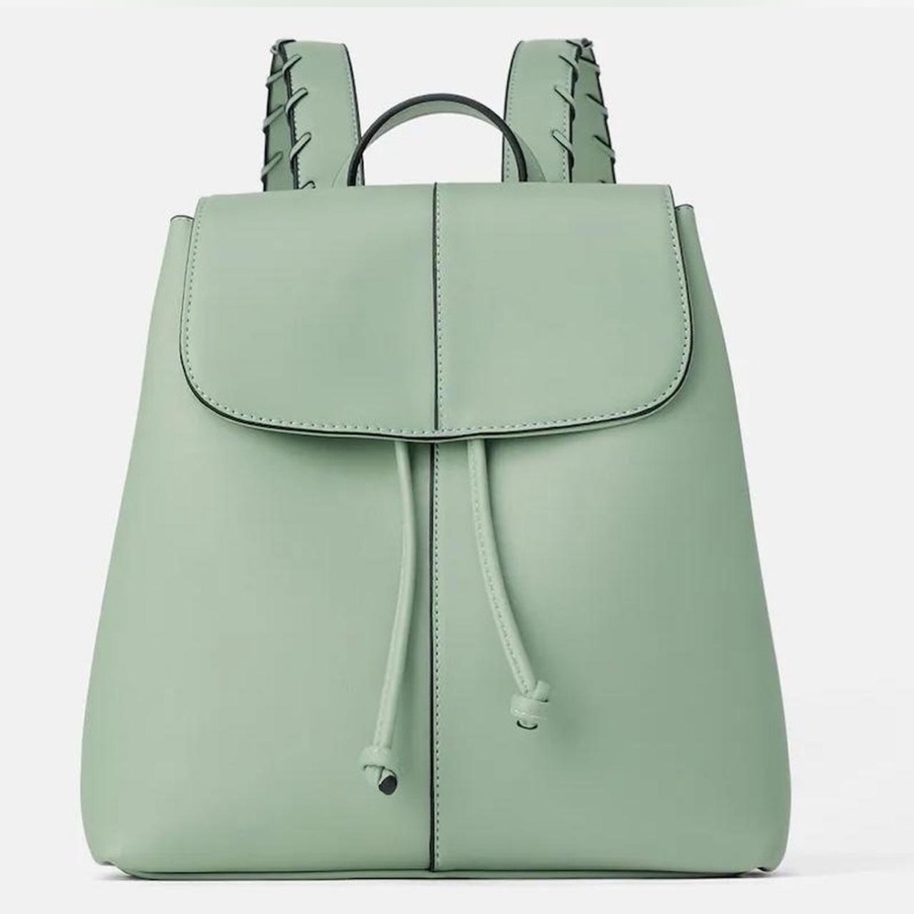 Mint Green Leather Backpack